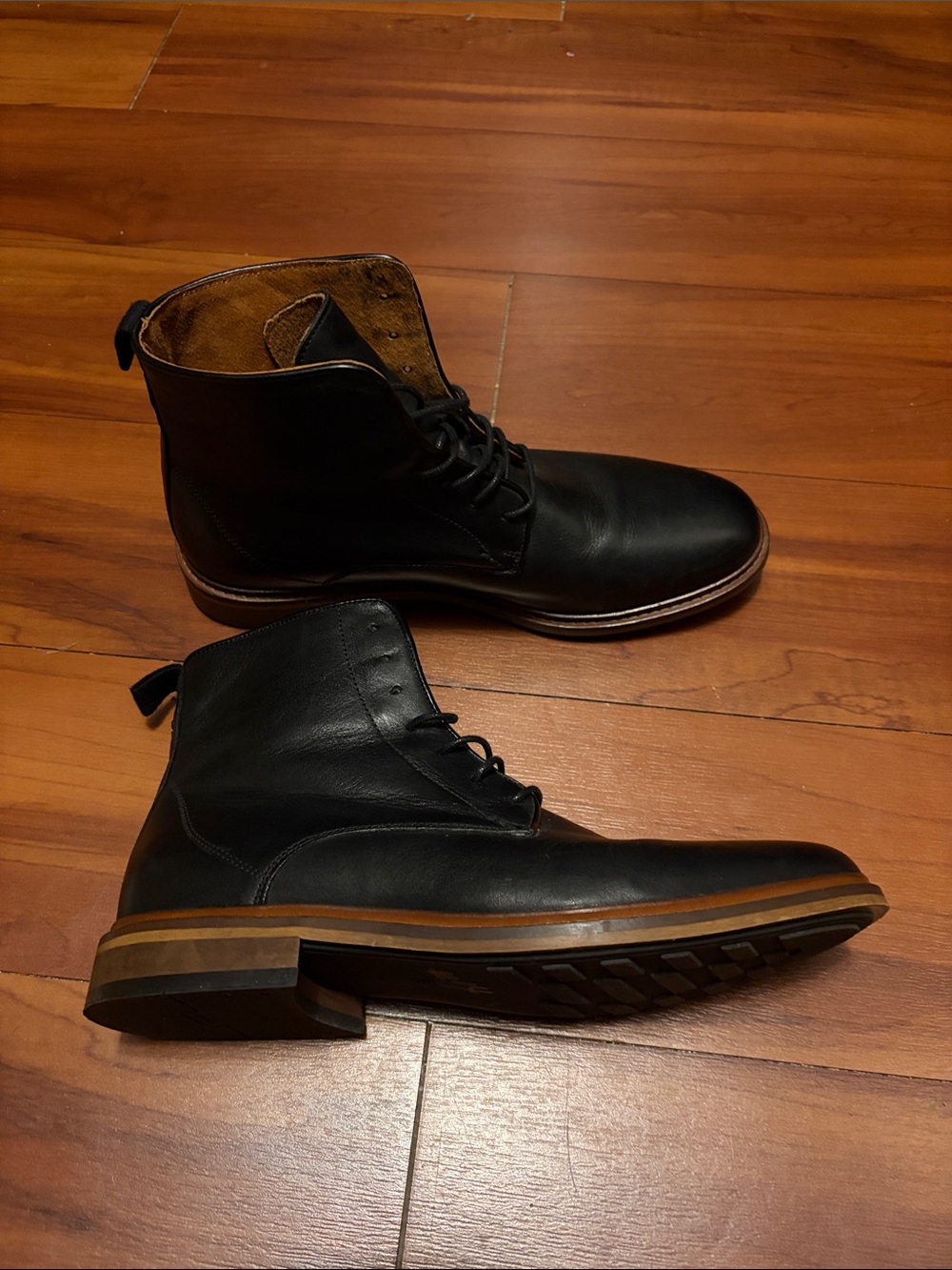 Shoe The Bear Men's Black Leather Lace-Up Boots Sz 42